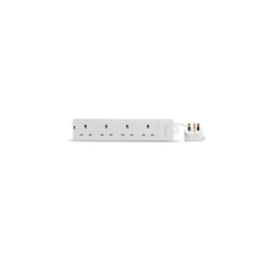 Lindy 2m 4-Way UK Mains Power Extension, White
