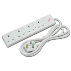 Lindy 2m 4-Way Individually Switched UK Mains Power Strips, White