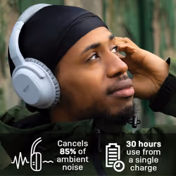 Lindy BNX-60 Wireless Active Noise Cancelling Headphones with aptX, Cool Grey