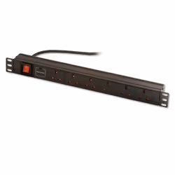 Lindy 1U 6 Way UK Surge Protected Sockets, Horizontal PDU with UK Plug - black, 6 AC outlet(s), 250 V, 50 - 60 Hz, 3250 W, 13 ...
