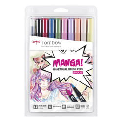 Tombow ABT-10C-MANGA2 felt pen Fine/Medium Black, Blue, Green, Grey, Orange, Pink, Yellow 10 pc(s)