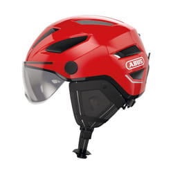 ABUS Pedelec 2.0 ACE City Helmet E-Bike Helmet with Tail Light and Visor for City Traffic - for Women and Men - Red - Size L