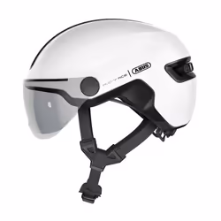 ABUS HUD-Y ACE city helmet - stylish bike helmet with visor and magnetic, rechargeable rear LED light - for men and women