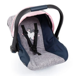 Bayer Design Dolls: Car Seat - Grey  Blue  Pink Butterfly - Fits Dolls Up to 18' Kids Pretend Play  Safety Belt  Sun Canopy  Accessory for -Plush Toys