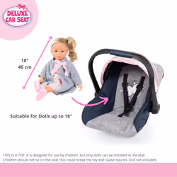 Bayer Design Dolls: Car Seat - Grey  Blue  Pink Butterfly - Fits Dolls Up to 18' Kids Pretend Play  Safety Belt  Sun Canopy  Accessory for -Plush Toys