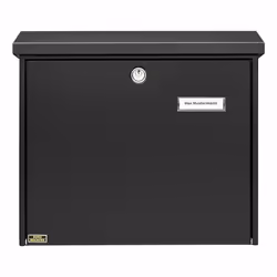 BURG-WÄCHTER Comfort 913 S, Wall-mounted mailbox, Steel, Black, Horizontal, Key, Top