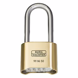BURG-WÄCHTER 99 Ni 50 HB 65 SB, Conventional padlock, Combination & key lock, Brass, Stainless steel, Brass, Stainless steel, ...