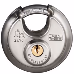BURG-WÄCHTER Circle 21, Conventional padlock, Key lock, Keyed alike, Silver, Stainless steel, Hardened steel