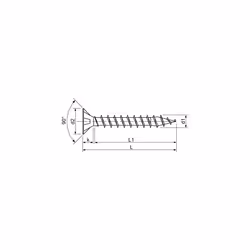 4CUT 1191010350155 Universal Screw, Countersunk, T-Star Plus, Fully Threaded, Galvanised Blank A2J, 1191010350205