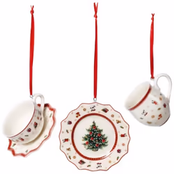 Villeroy & Boch Toy's Delight, Specific christmas ornament, Porcelain, Green, Red, White, 3 pc(s), 63 mm, 155 g