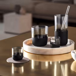 Villeroy & Boch - Manufacture Rock long drink glass set  4 pces  crystal glass with matt black base  capacity 300 ml