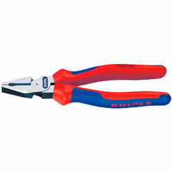 Knipex 02 02 200 SB, Lineman's pliers, Bump resistant, Dielectric, Steel, PVC, Blue, Red, 200 mm
