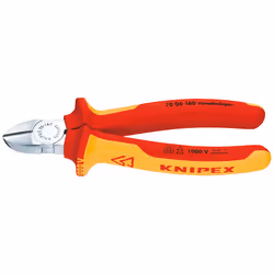 Knipex 70 06 125, Diagonal pliers, Chromium-vanadium steel, Plastic, Orange, Red, 125 mm, 121 g