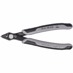 Knipex 78 61 125 ESD, Diagonal pliers, 9 mm, 1.6 mm, Stainless steel, Steel, Plastic, Black, Grey