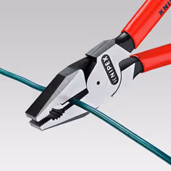 KNIPEX 02 05 180 High Leverage Combination Pliers chrome plated with multi-component grips 180 mm