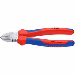 Knipex 70 05 180, Diagonal pliers, 1 °C, Chromium-vanadium steel, Plastic, Blue, Red, 1 mm