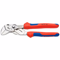 Knipex 86 05 180, Slip-joint pliers, 3.5 cm, Chromium-vanadium steel, Plastic, Blue, Red, 180 mm