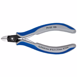 Knipex 79 02 125, Diagonal pliers, Chromium-vanadium steel, Plastic, Blue, Grey, 125 mm, 59 g