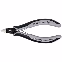 Knipex 79 32 125 ESD, Diagonal pliers, Chromium-vanadium steel, Plastic, Black, Grey, 125 mm, 61 g