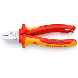 Knipex 70 06 160 T, Diagonal-cutting pliers, 4 mm, Drop proof, Chromium-vanadium steel, Plastic, Red, Yellow