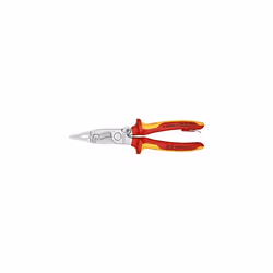 Pliers for Electrical Installation chrome-plated, insulated, VDE-tested with integrated tether attachment point for a
