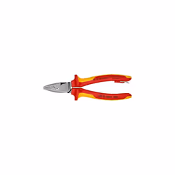 Crimping Pliers for wire ferrules insulated with multi-component grips, VDE-tested with integrated tether attachment point fo ...