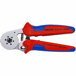 Knipex Self-Adjusting Crimping Pliers for wire ferrules with lateral access chrome-plated  with multi-component grips 180 mm  ...