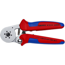 Knipex Self-Adjusting Crimping Pliers for wire ferrules with lateral access chrome-plated  with multi-component grips 180 mm 97 55 14