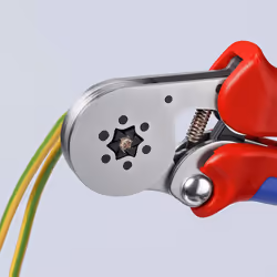 Knipex Self-Adjusting Crimping Pliers for wire ferrules with lateral access chrome-plated  with multi-component grips 180 mm 97 55 14
