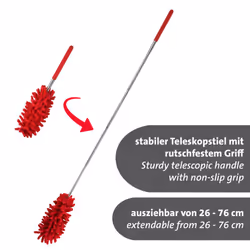 Duster â extendable duster with telescopic handle, long cobweb remover for cleaning, washable cover, telescopic broom for dust â plastic,