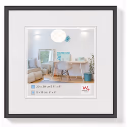 Walther Design KV220B, Single picture frame, Glass, Plastic, Black, Wall, 13 x 13 cm, Rectangular