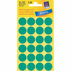 Avery Colour Coding Dots, Green, Green, Circle, Paper, 24 pc(s), 4 sheets, 1.8 cm