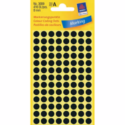 Avery Colour Coding Dots, Black, Black, Circle, Paper, 104 pc(s), 4 sheets, 8 mm