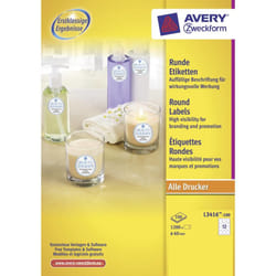 Avery Round labels, round, white, All printer types, permanent, Ø 60 mm