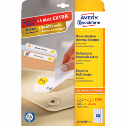 Avery L4732REV-25, White, A4, Paper, Laser/Inkjet, Removable, FSC Mix Credit