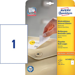 Avery Removable Labels, 210 x 297 mm