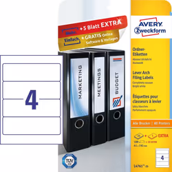 Avery L4761-25, White, Rounded rectangle, Permanent, DIN A4, Paper, Laser/Inkjet