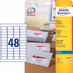 Avery J4791-25 self-adhesive label Rounded rectangle Permanent White 1200 pc(s)
