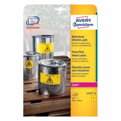 Avery L6127-20, Yellow, Rounded rectangle, Permanent, 99.1 x 139 mm, A4, Polyester