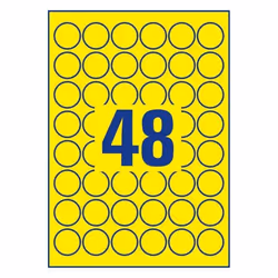Avery L6128-20 self-adhesive label Circle Permanent Yellow 20 pc(s)