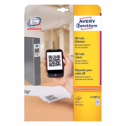 Avery L7120-25. Product colour: White. Shape: Square. Adhesive type: Permanent. Labels per pack: 875 pc(s). Labels per sheet: ...