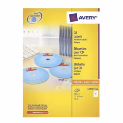 Avery L7676-100, White, Self-adhesive printer label, A4, Paper, Laser, Permanent