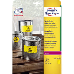 Avery Yellow Heavy Duty Laser Labels, 210 x 297 mm