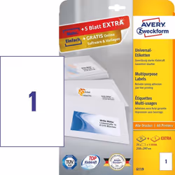 Avery 6119 self-adhesive label Rectangle Permanent White 30 pc(s)