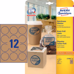 Avery L7106-25 self-adhesive label Circle Permanent Brown 300 pc(s)