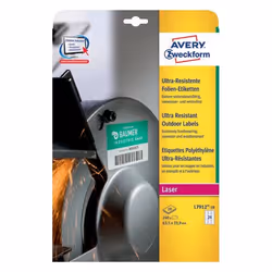 Avery L7912-10, White, Rounded rectangle, Permanent, 63.5 x 33.9 mm, A4, Polyethylene
