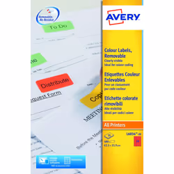 Avery Coloured Label 63.5x34mm 24 Per A4 Sheet Red (Pack 480 Labels) L