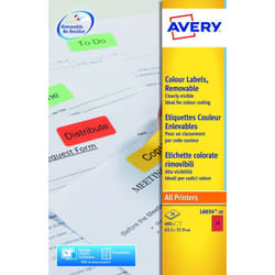 Avery Coloured Label 63.5x34mm 24 Per A4 Sheet Red (Pack 480 Labels) L