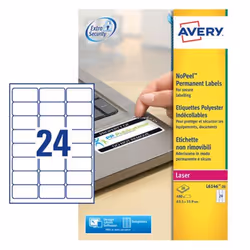 Avery Laser NoPeel Anti-Tamper Permanent Label 63.5x34mm 24 Per A4 She