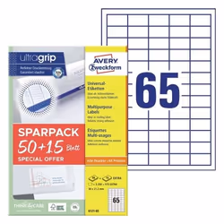 Avery 6121-65, White, Rectangle, Permanent, A4, Universal, Paper